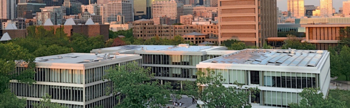 Aerial view of dental school buildin
