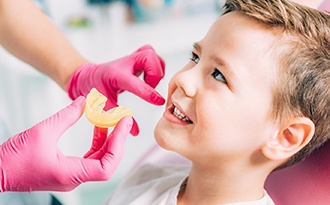 Boy with mouthguard in Buffalo Grove