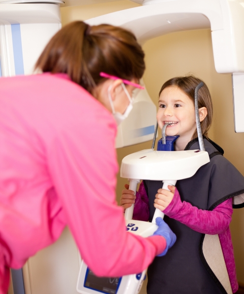 Child receiving digital x-rays